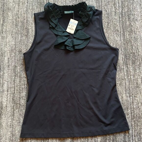 J.Mclaughlin Classic Ruffled Neck Sleeveless Top, NWT, size M - Picture 1 of 5